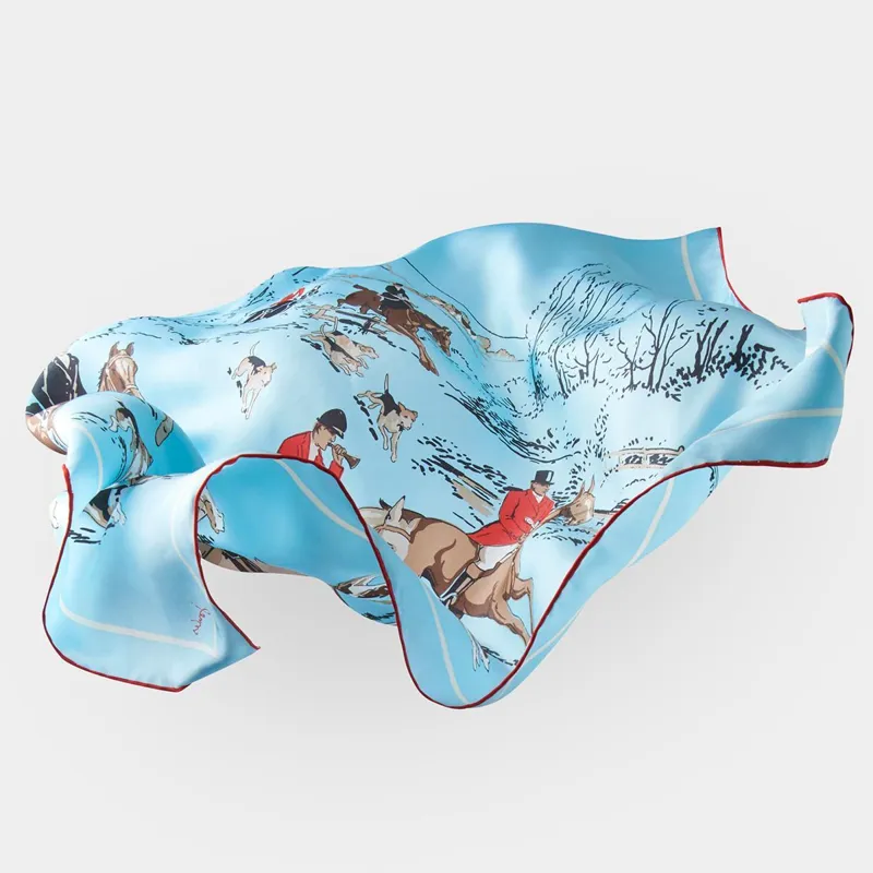 Joules Bloomfield Silk Scarf - Duck Egg Hunt Scene Print